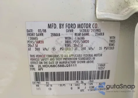 2008 Lincoln Mkx from USA, damaged, VIN 2LMDU68C58BJ25111